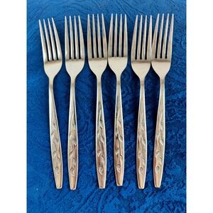 National Stainless Haiti Pattern Dinner Forks Set of 6 Japan Mid Century Leaf